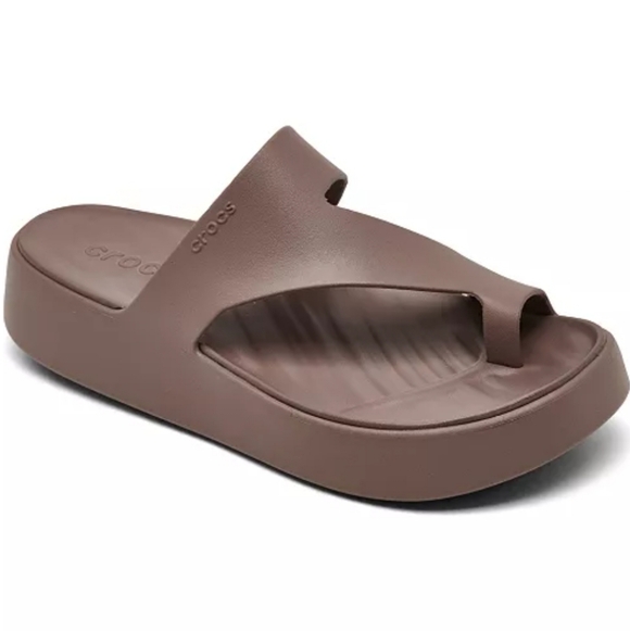 CROCS Women's Getaway Toe Loop Platform Sandal In Truffle - Picture 1 of 10